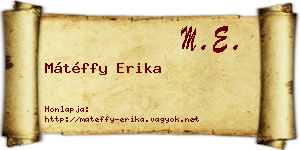 Mátéffy Erika névjegykártya